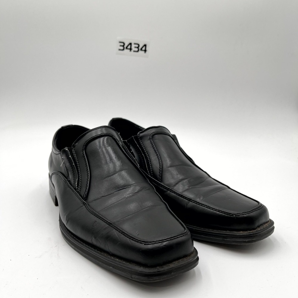 BB&W Men's 8.5 Loafers Core Black Leather Square Toe Casual Slip On Shoes